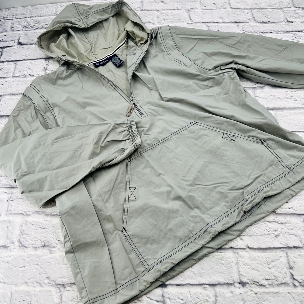 Catalina Mens Large Grey 1/4 Zip Windbreaker Zip Off Sleeve Hooded Jacket